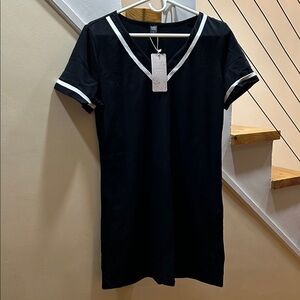 NWT Black Tshirt Dress with White Trim
